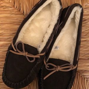 Furry suede moccasins